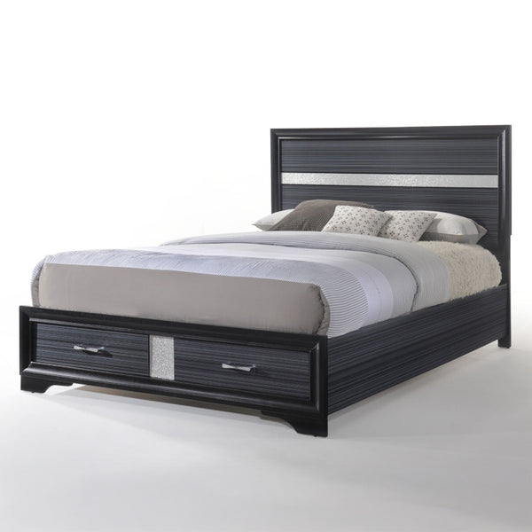 ACME Naima Black Queen Bed with Storage Model 25900Q