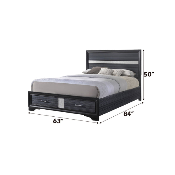 ACME Naima Black Queen Bed with Storage Model 25900Q
