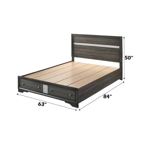 ACME Naima Gray Queen Bed with Storage Model 25970Q
