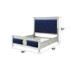 ACME Varian Blue Velvet Mirrored & Sliver Eastern King Bed Model 26147EK