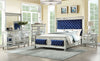 ACME Varian Blue Velvet Mirrored & Sliver Queen Bed Model 26150Q