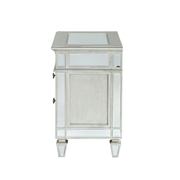 ACME Varian Mirrored & Sliver Nightstand Model 26153