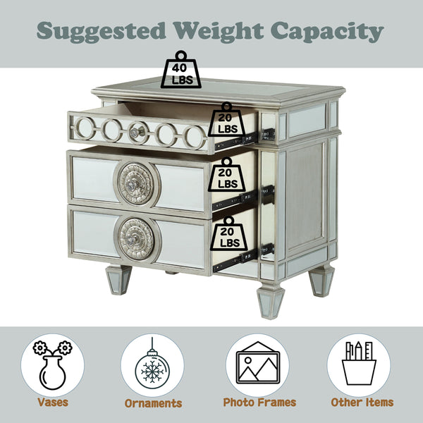 ACME Varian Mirrored & Sliver Nightstand Model 26153