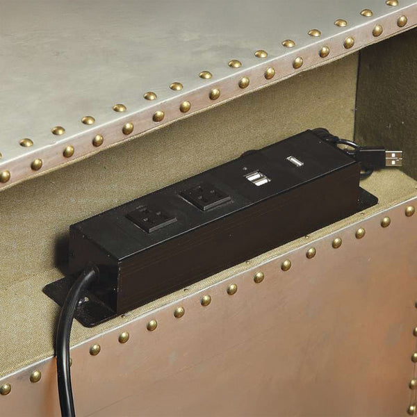 ACME Brancaster Aluminum Nightstand with USB Port Model 26218