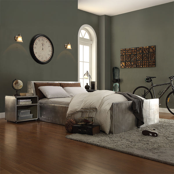 ACME Brancaster Aluminum Nightstand with USB Port Model 26218