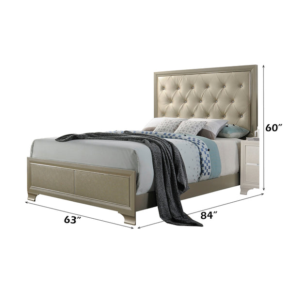 ACME Carine Synthetic Leather & Champagne Queen Bed Model 26240Q