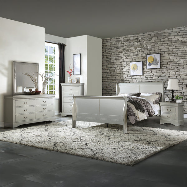 ACME Louis Philippe III Platinum Eastern King Bed Model 26697EK