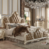 ACME Picardy Butterscotch Synthetic Leather & Antique Pearl California King Bed Model 26894CK