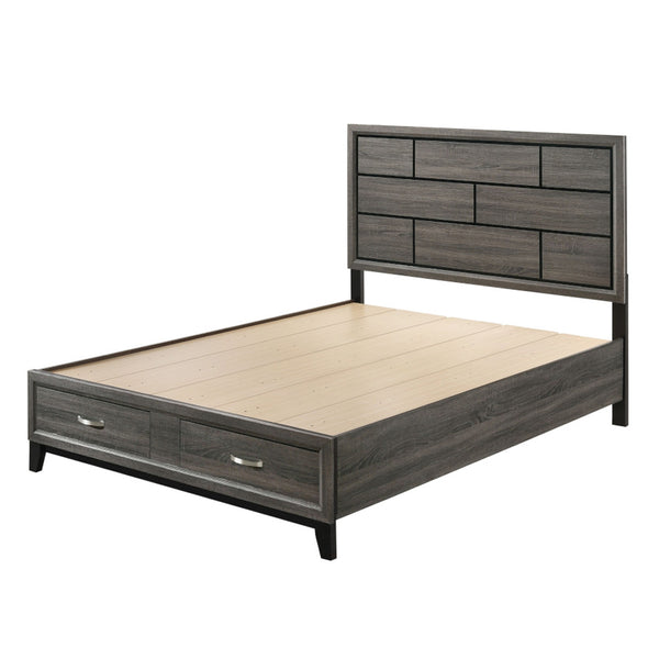 ACME Valdemar Weathered Gray Queen Bed with Storage Model 27060Q
