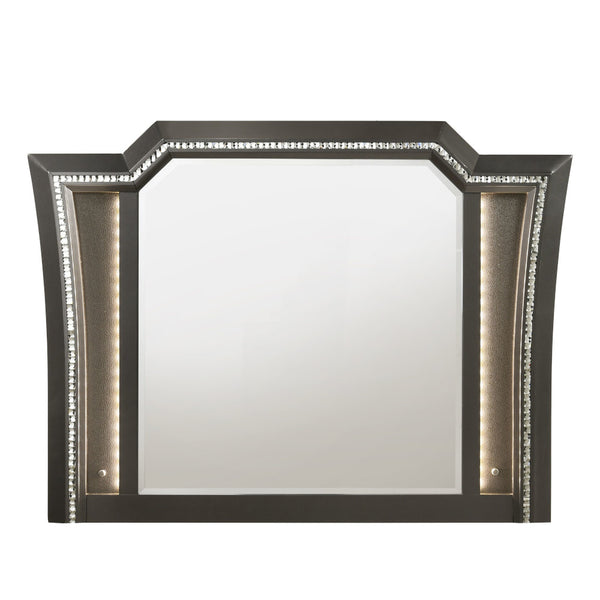 ACME Kaitlyn Metallic Gray Mirror with LED Model 27284