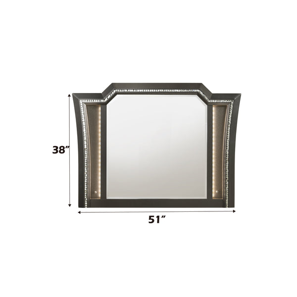 ACME Kaitlyn Metallic Gray Mirror with LED Model 27284
