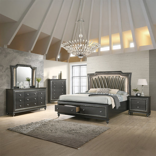 ACME Kaitlyn Metallic Gray Mirror with LED Model 27284