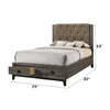 ACME Avantika Fabric & Rustic Gray Oak Eastern King Bed with Storage Model 27667EK
