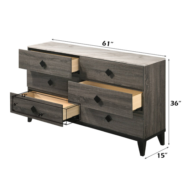 ACME Avantika Engineered Stone & Rustic Gray Oak Dresser Model 27675