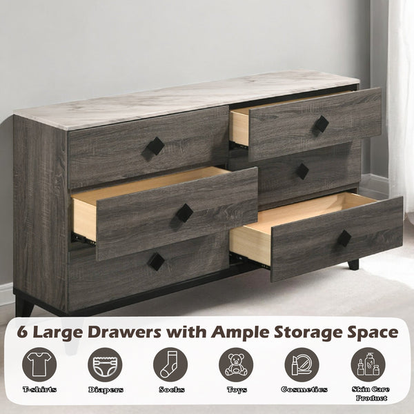 ACME Avantika Engineered Stone & Rustic Gray Oak Dresser Model 27675
