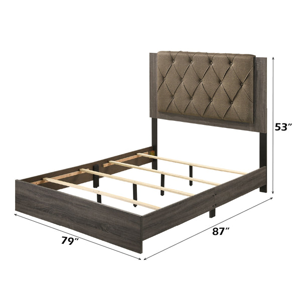 ACME Avantika Fabric & Rustic Gray Oak Eastern King Bed Model 27677EK