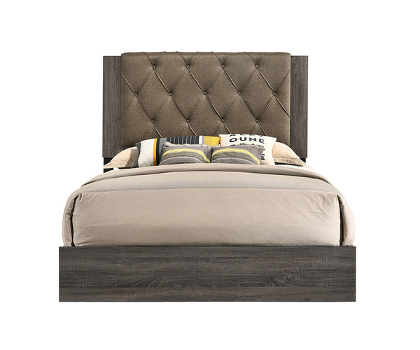 ACME Avantika Fabric & Rustic Gray Oak Eastern King Bed Model 27677EK