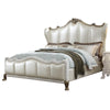ACME Dresden II Pearl White Synthetic Leather & Gold Patina Eastern King Bed Model 27817EK