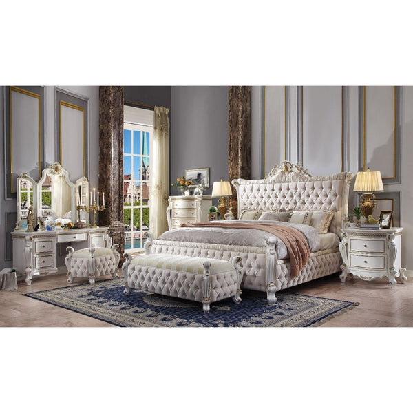 ACME Picardy Fabric & Antique Pearl Queen Bed Model 27880Q