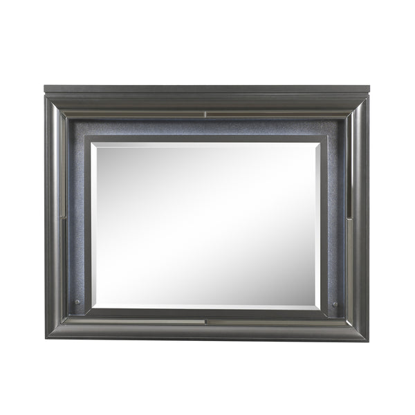 ACME Sawyer Metallic Gray Mirror with LED Model 27974