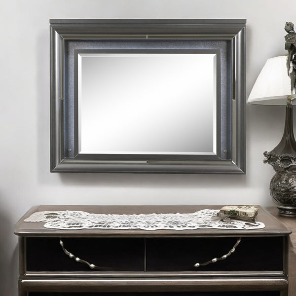 ACME Sawyer Metallic Gray Mirror with LED Model 27974