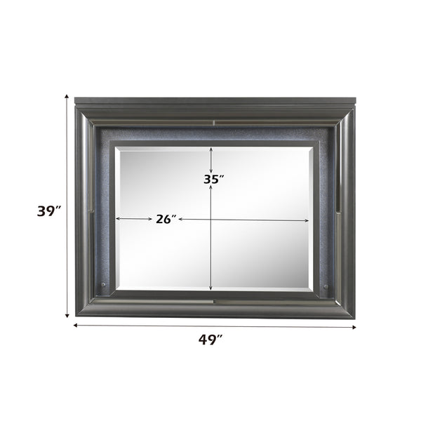 ACME Sawyer Metallic Gray Mirror with LED Model 27974