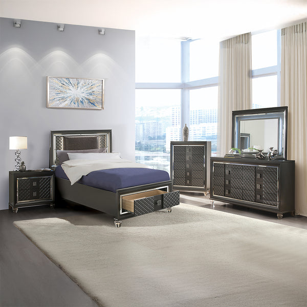 ACME Sawyer Metallic Gray Mirror with LED Model 27974