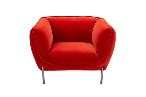 Divani Casa Loma Modern Red Velvet Chair Model VGKK2799-1S-RED
