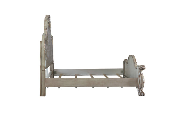 ACME Dresden Vintage Bone White & Synthetic Leather California King Bed Model 28164CK