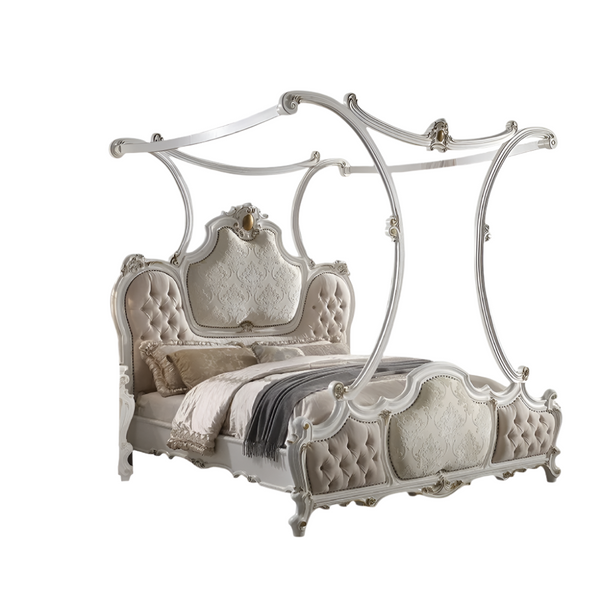 ACME Picardy Fabric & Antique Pearl California King Bed Model 28204CK
