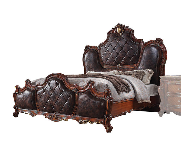 ACME Picardy Synthetic Leather & Honey Oak Eastern King Bed Model 28237EK