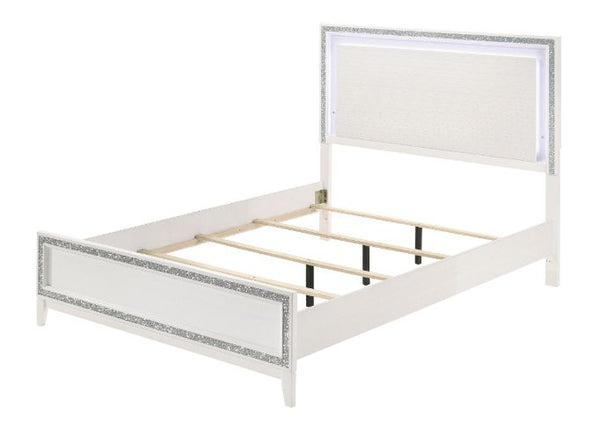 ACME Haiden LED & White Eastern King Bed with LED Model 28447EK