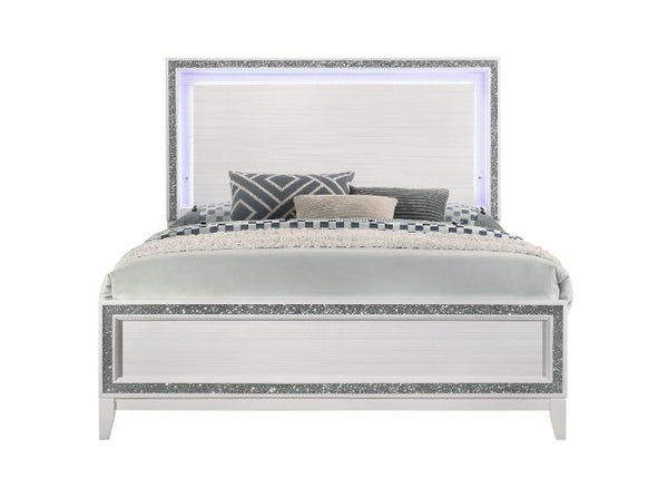ACME Haiden LED & White Queen Bed with LED Model 28450Q