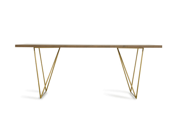 Modrest Marcia Mid Century Tobacco & Antique Brass Dining Table Model VGGU2857DT-A