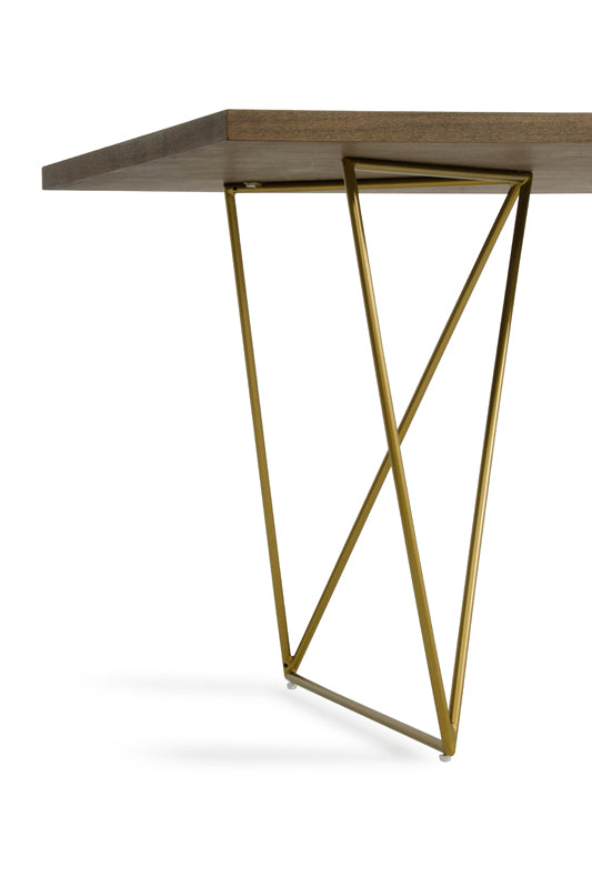 Modrest Marcia Mid Century Tobacco & Antique Brass Dining Table Model VGGU2857DT-A