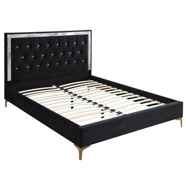 ACME Rowan Black Fabric Eastern King Bed Model 28987EK
