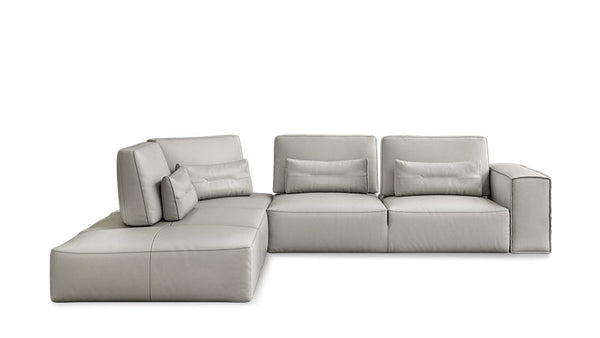 Lamod Italia Hollywood Italian Light Grey Leather Laf Chaise Sectional Sofa Model VGCC-HOLLYWOOD-GREY-LAF-SECT