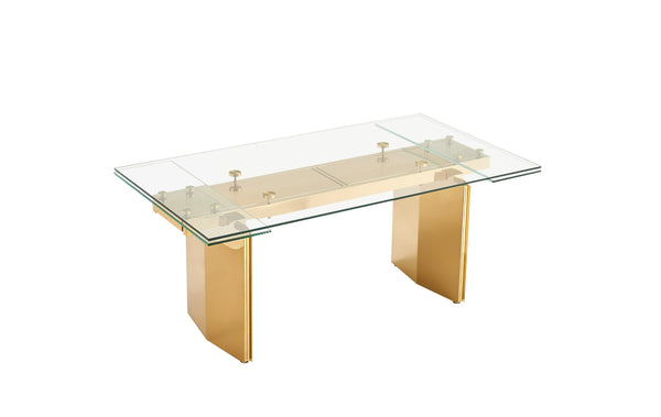 Modrest Nassim Glam Glass Extendable Dining Table Model VGZA-T105-S-GLD