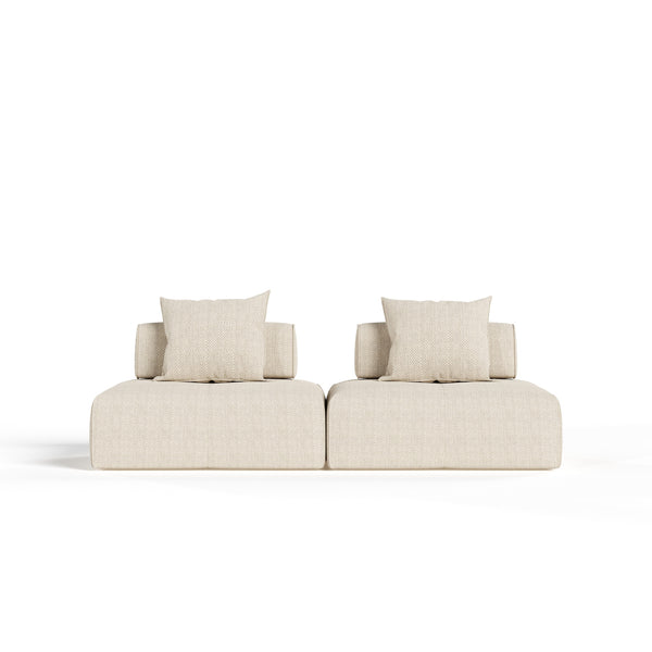 Divani Casa Mondo Modern Modular Beige Fabric Sectional Sofa 2 Piece Sectional Model VGOD-ZW-22033-MOD-BGE-2-Piece Sectional