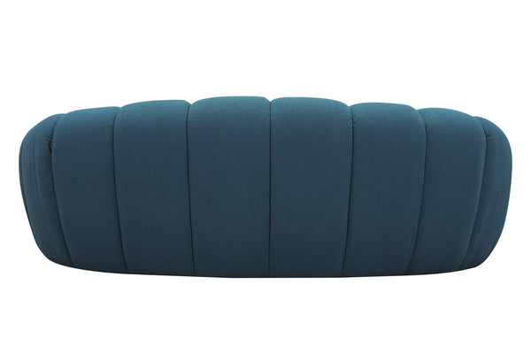 Yolonda Modern Curved Dark Teal Fabric Loveseat
