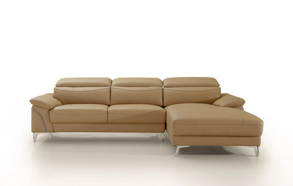 Divani Casa Sura Modern Camel Leather Right Facing Sectional Sofa Model VGBNS-1812-CML-RAF