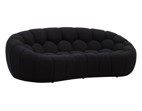 Yolonda Modern Curved Black Fabric Loveseat