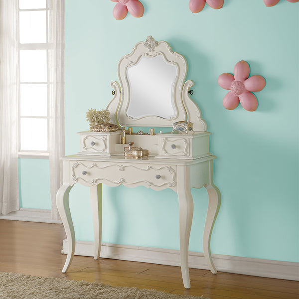 ACME Edalene Pearl White Vanity Desk with Mirror Model 30516