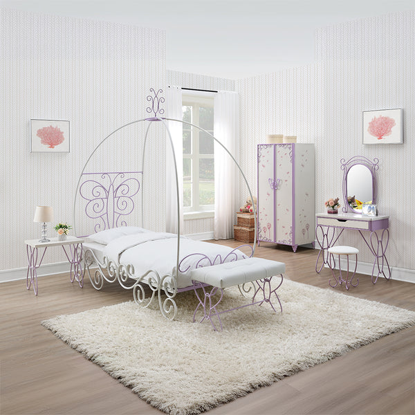 ACME Priya II White & Light Purple Full Bed with Canopy Model 30535F