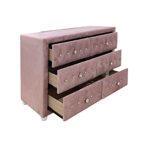 ACME Reggie Pink Fabric Dresser Model 30825
