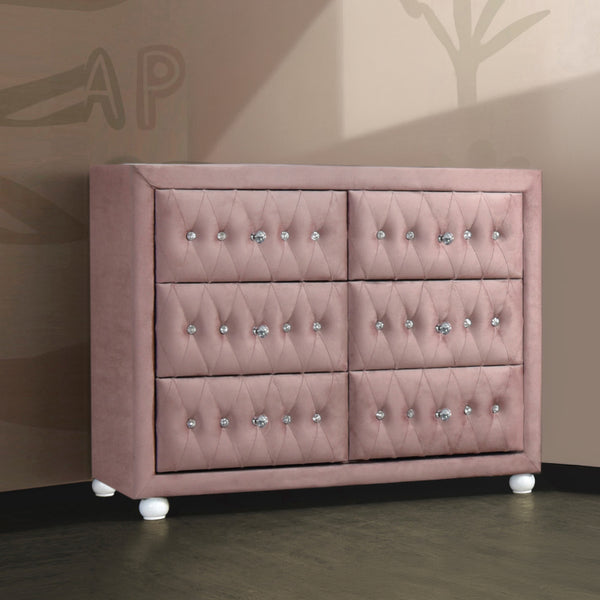 ACME Reggie Pink Fabric Dresser Model 30825