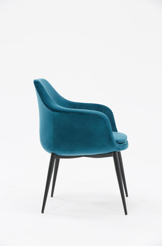 Modrest Wilson Modern Teal Velvet & Black Dining Chair Model VGHR3404-TEAL