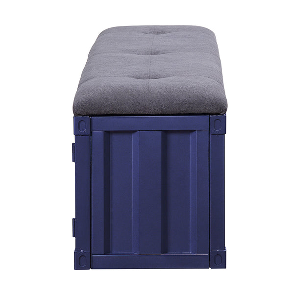 ACME Cargo Gray Fabric & Blue Bench with Storage Model 35942
