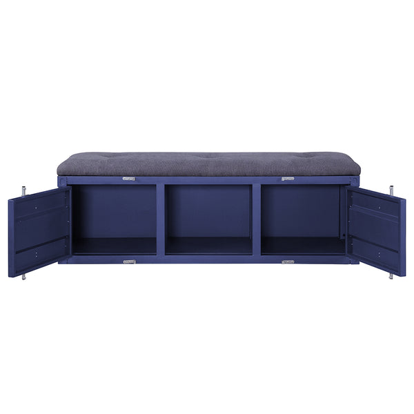 ACME Cargo Gray Fabric & Blue Bench with Storage Model 35942