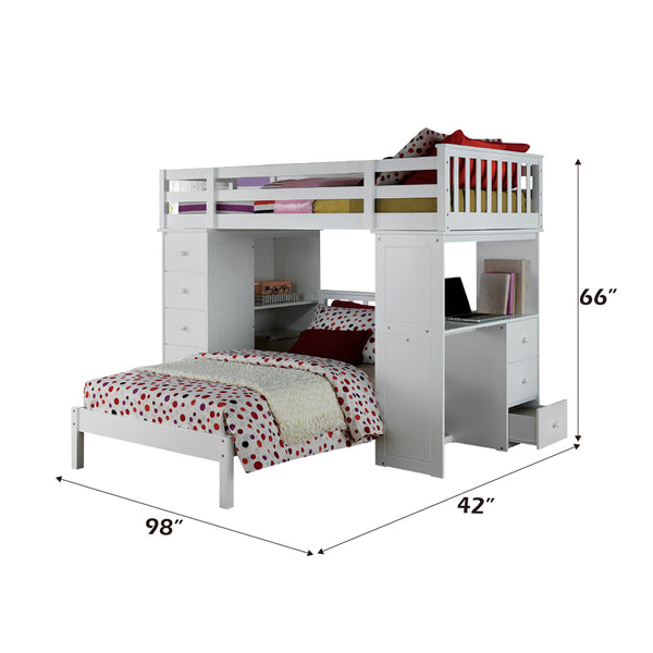 ACME Freya White Twin Loft Bed with Storage Model 37145